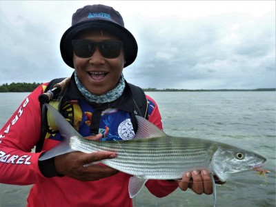 Local Rahim with one of his first Bonefish on fly