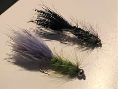 Bead head wooly buggers in different colour combinations